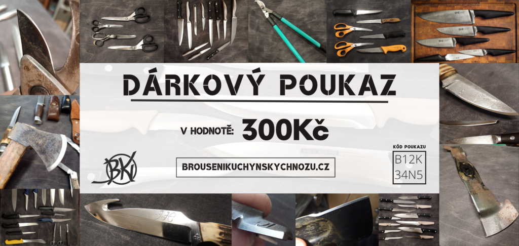 Dárkový poukaz na broušení - 300Kč | Broušení Kuchyňských Nožů